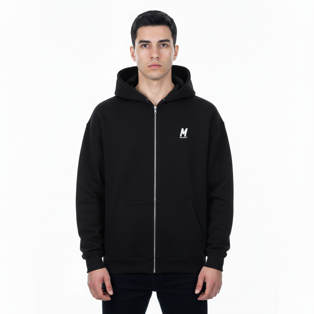 Basic Zip-Hoodie Black