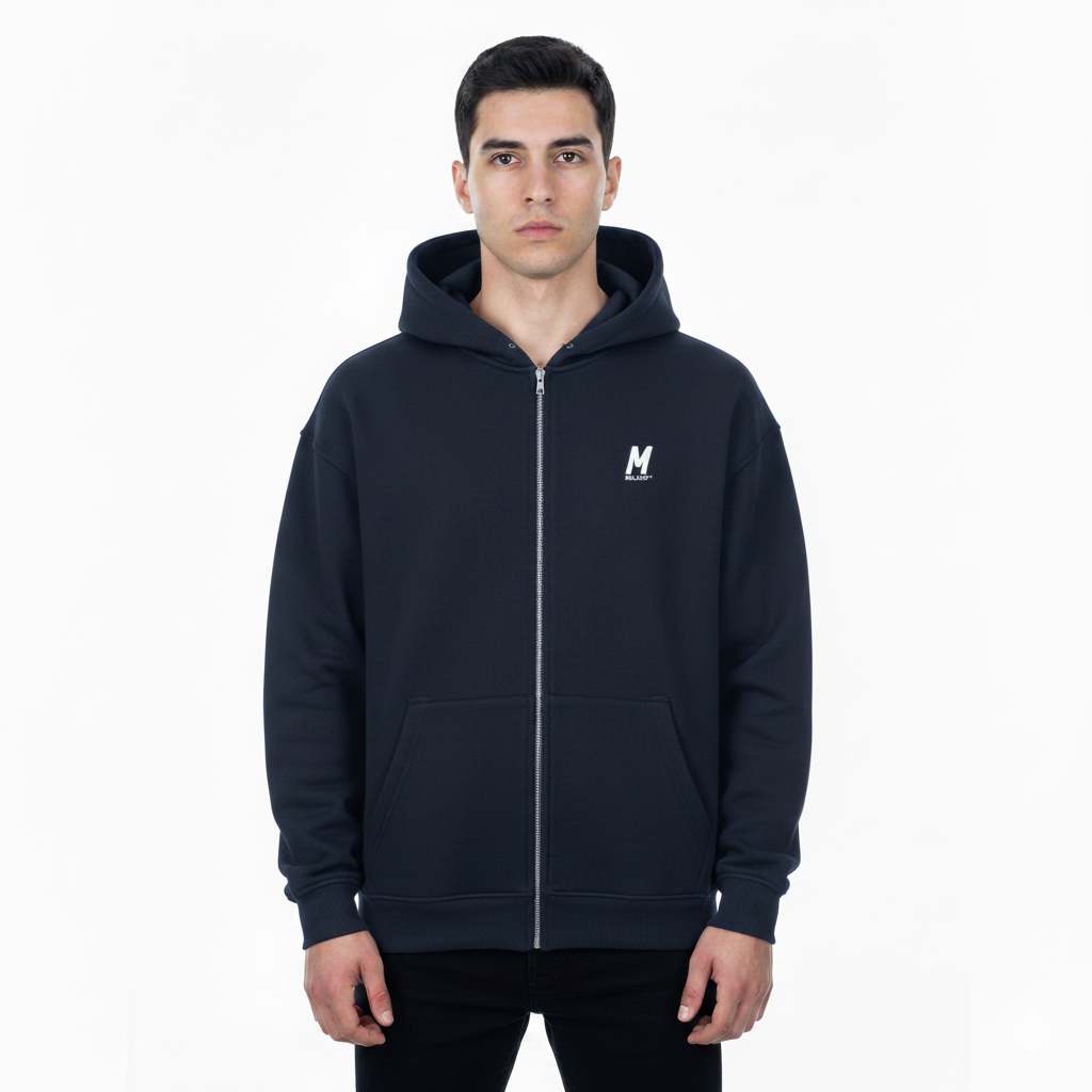 Basic Zip-Hoodie French Navy