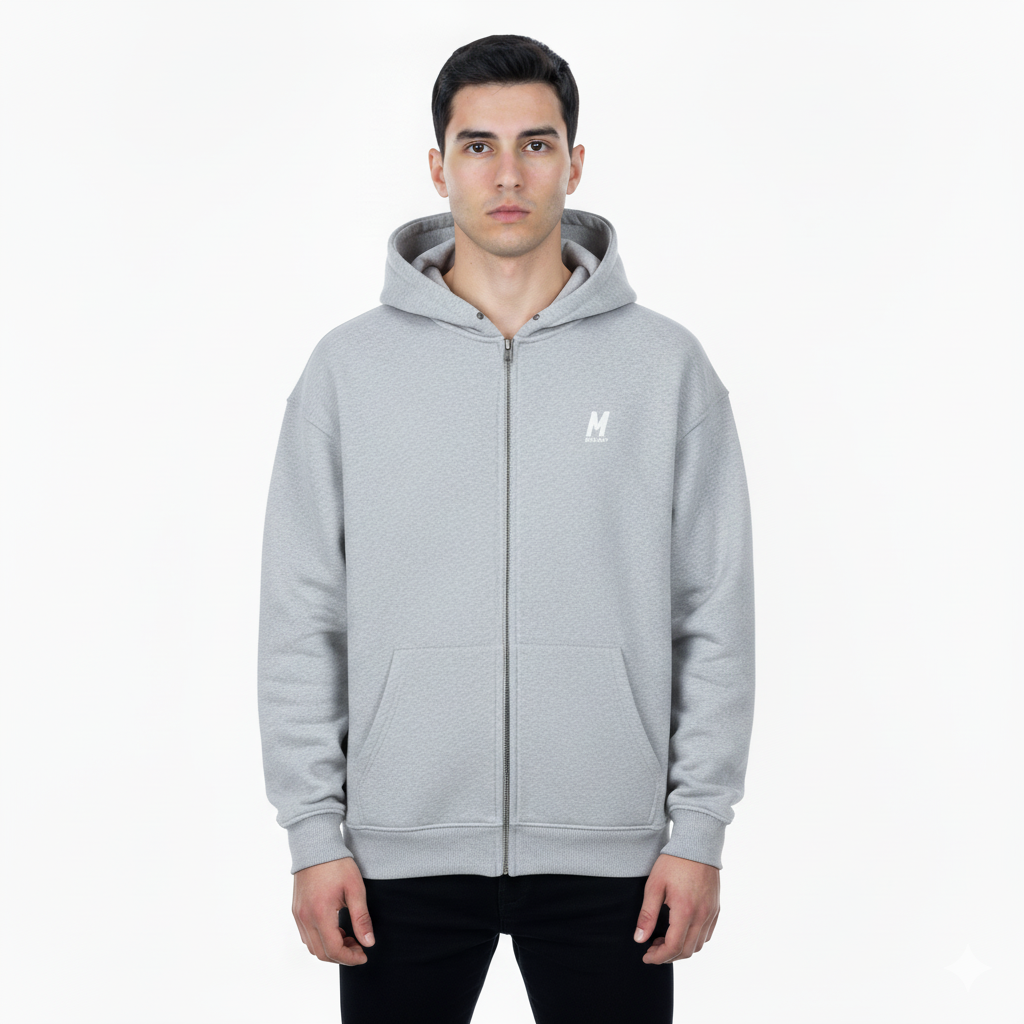 Basic Zip-Hoodie Grey