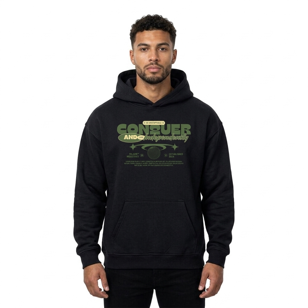 Conquer And Live Independently Oversized Hoodie Black