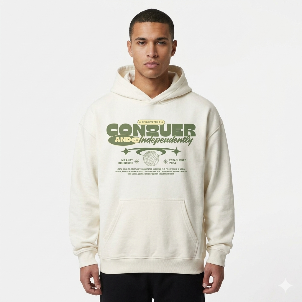 Conquer and live Independently Oversized Hoodie Sand